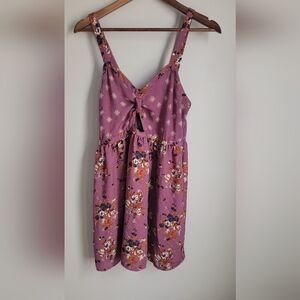 xhilaration Womens Size Medium Floral Baby Doll dress Purple Keyhole Romantigoth